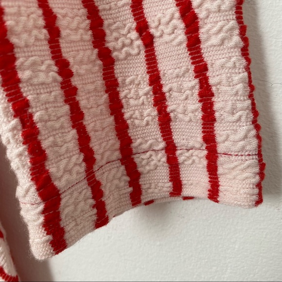 Vintage Y2K Tunic Top Dress Stretch Asymmetrical Hem Striped Zipper Red White M - Picture 12 of 12